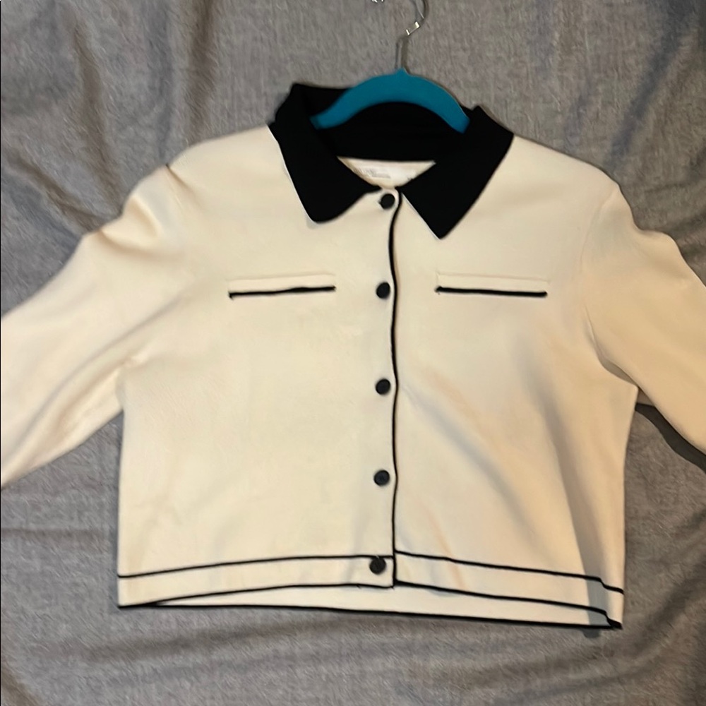 OAK + FORT Black and White Cardigan